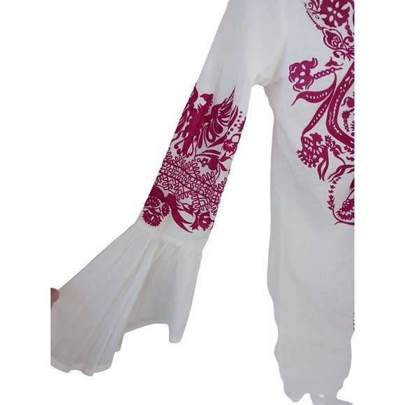 Steve Madden Retro Red Print Hippie Boho Lace Up Tunic Mini Dress Size M - Picture 7 of 10